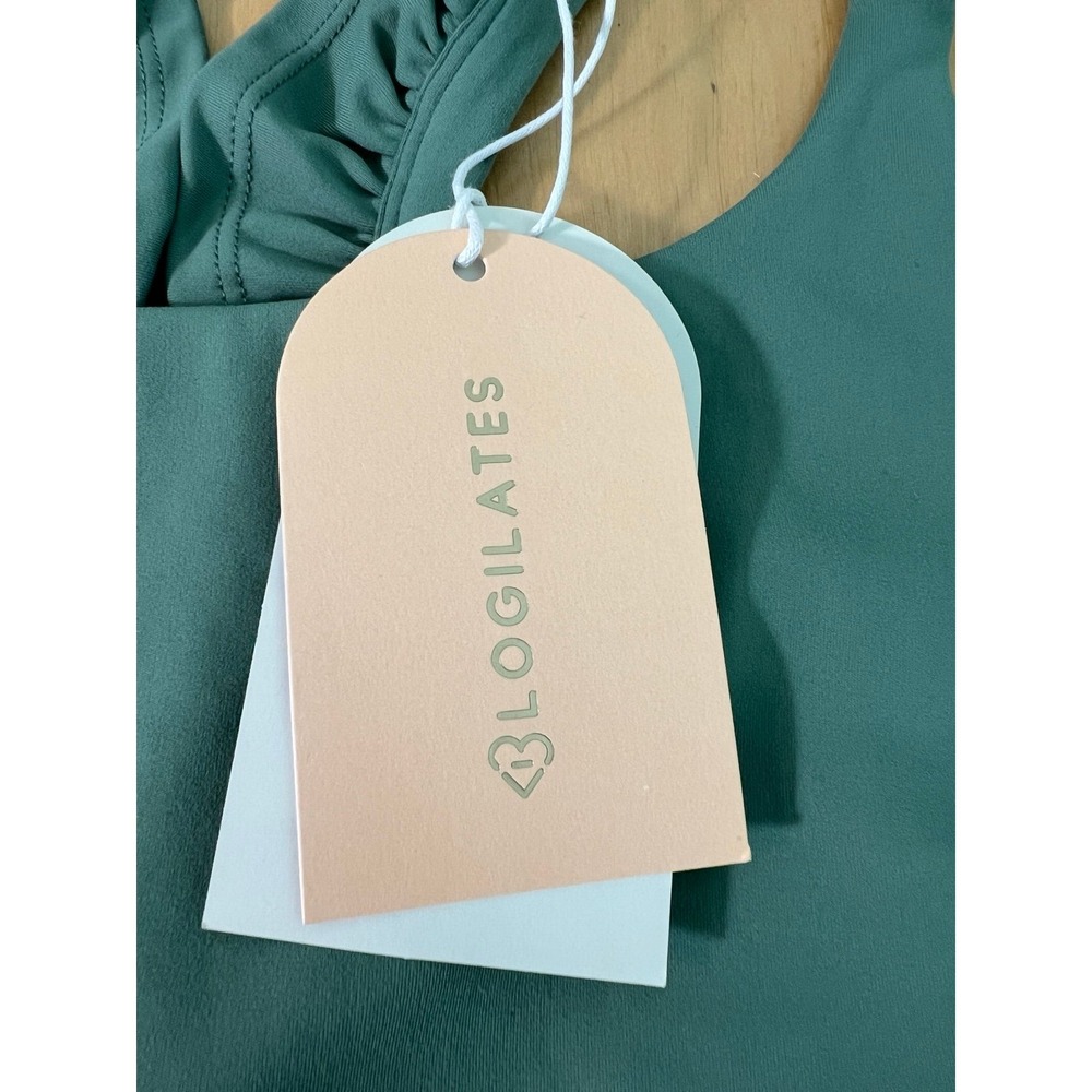 Blogilates Ruffle Tank Size M Green NWT - Picture 5 of 7